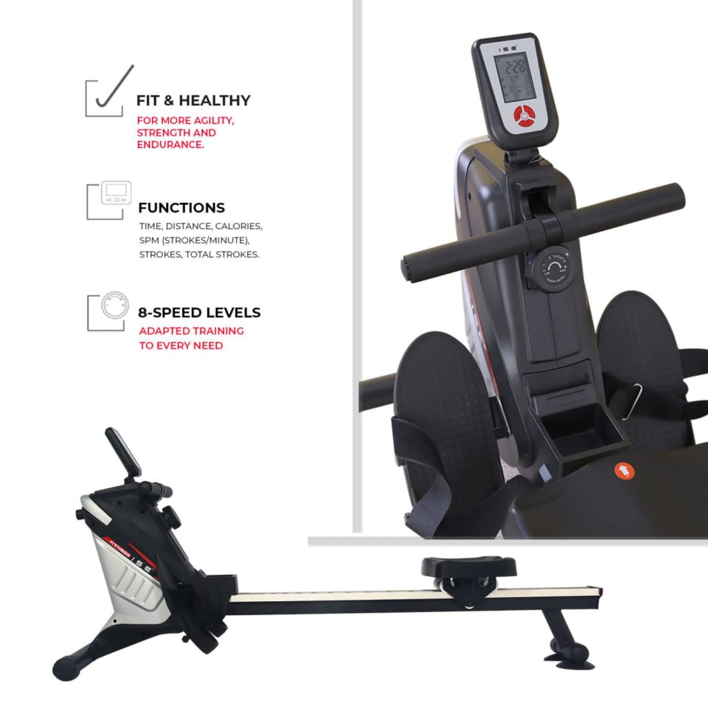 Magnetic Rowing Machine with Vertical Storage
