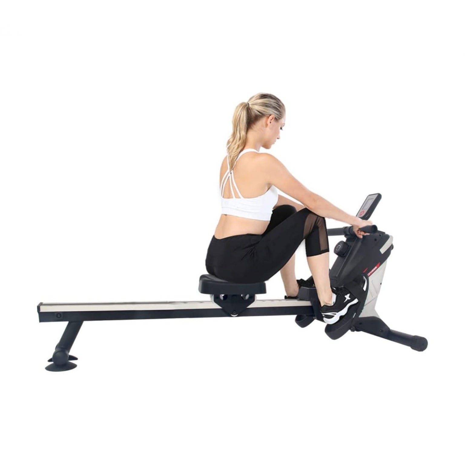 Woman using a rowing machine 