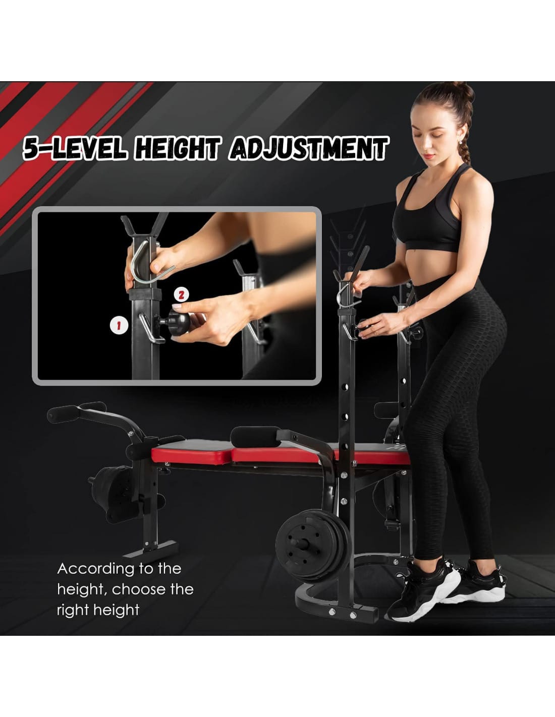 Adjustable Foldable Weight Bench for Full-Body Home Workouts