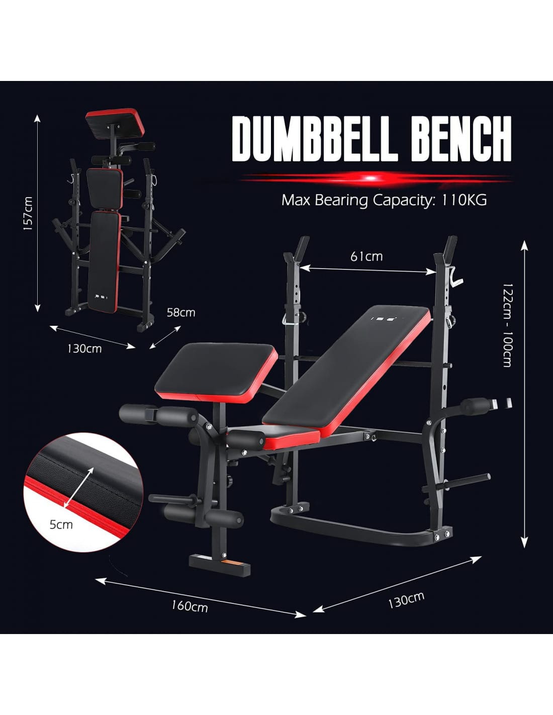 Adjustable Foldable Weight Bench for Full-Body Home Workouts