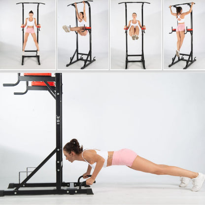 Woman using a pull-up bar and pull-up stand 