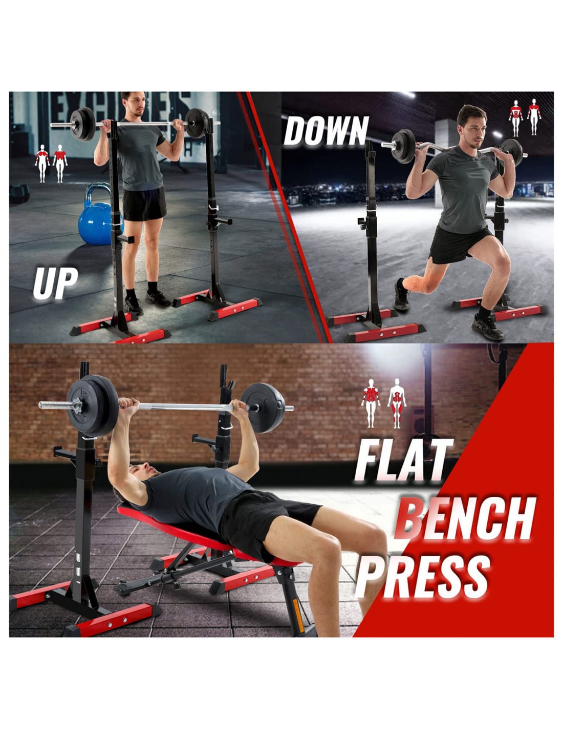 Adjustable Barbell Squat Rack for Home Strength Training