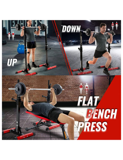 Adjustable Barbell Squat Rack for Home Strength Training