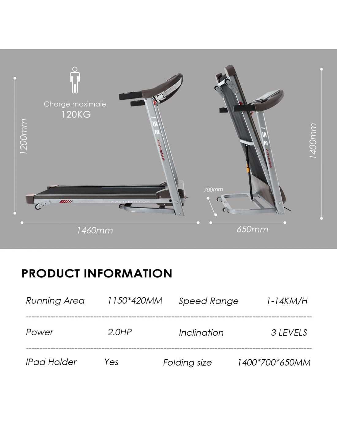 Automatic Foldable Treadmill with Incline and Heart Monitor