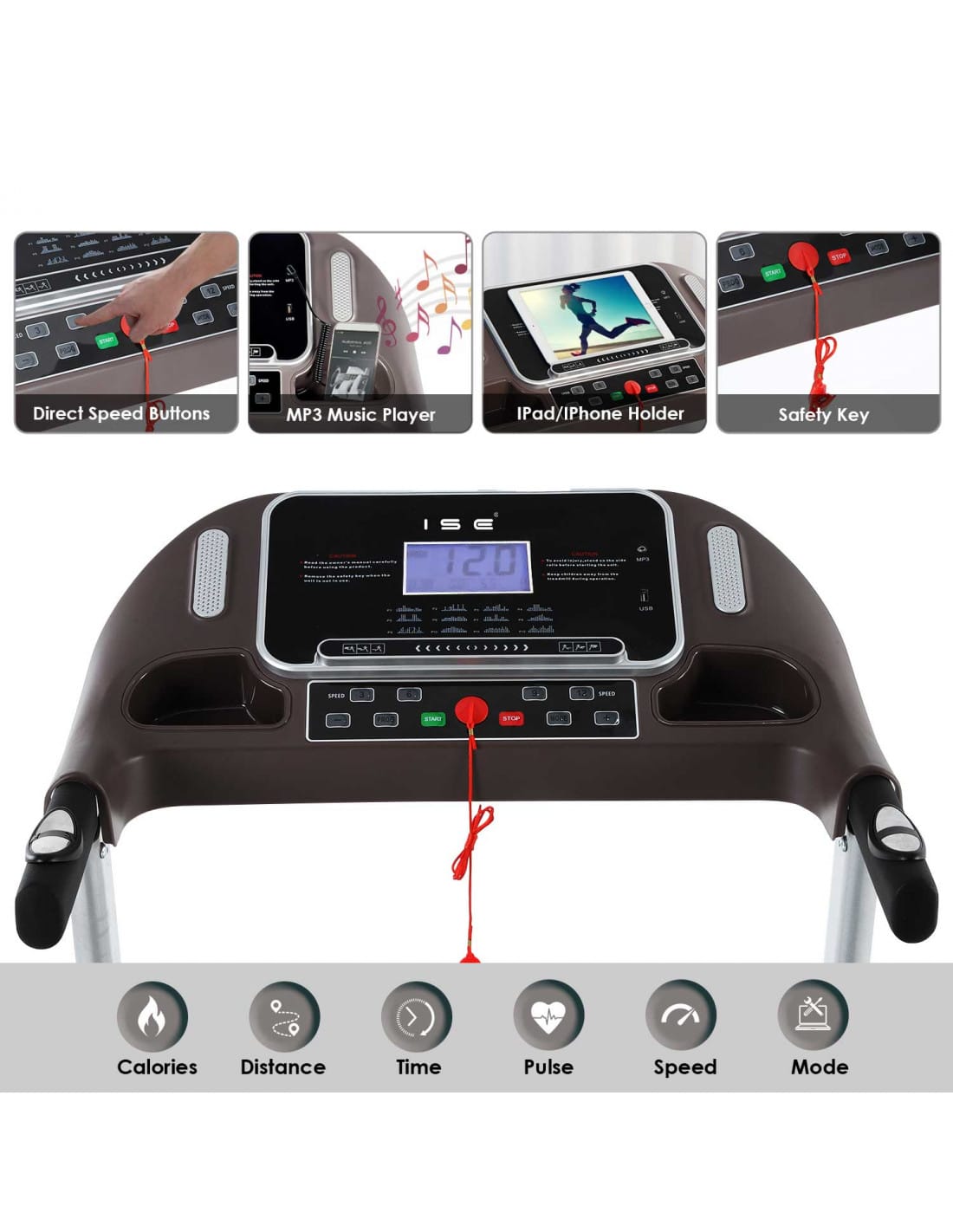 Automatic Foldable Treadmill with Incline and Heart Monitor