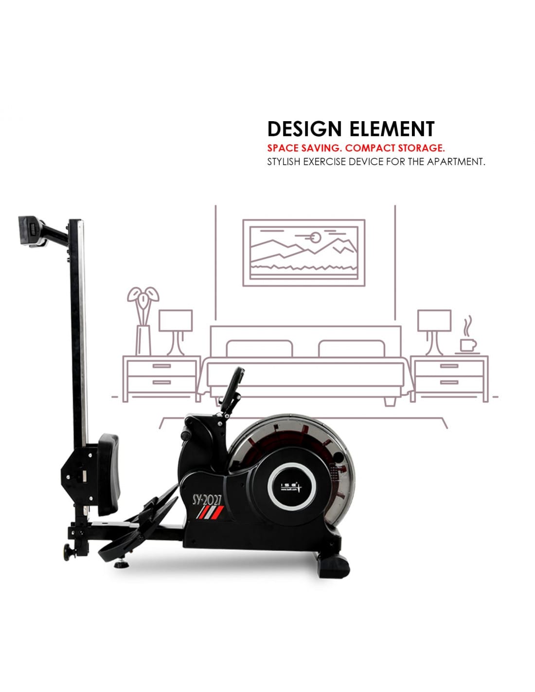 Foldable Water Rowing Machine for Home Cardio