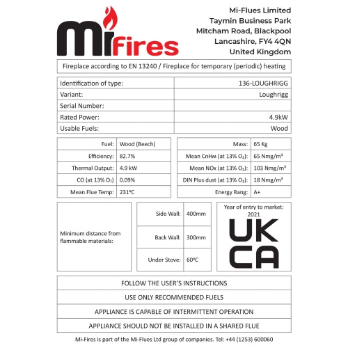 MI Fires Loughrigg Wood Burning Ecodesign Stove