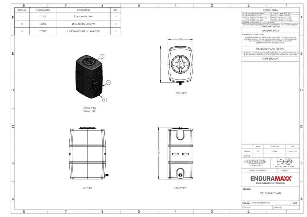 500 Litre Insulated Water Tank