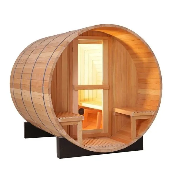CenturaHeat 4-6 Person Outdoor Porch Wood Barrel Sauna