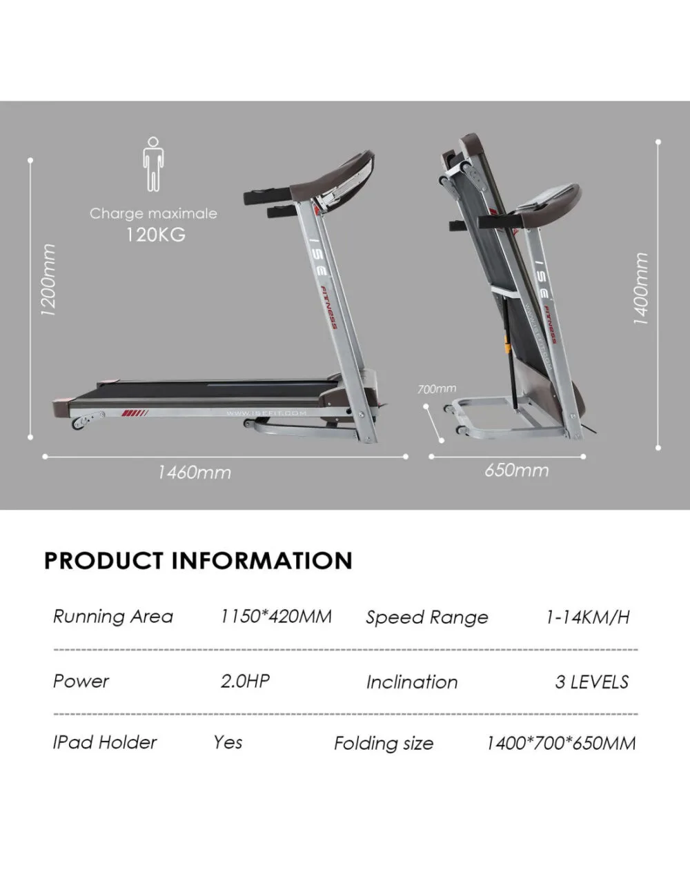 Automatic Foldable Treadmill with Incline and Heart Monitor - Image 14