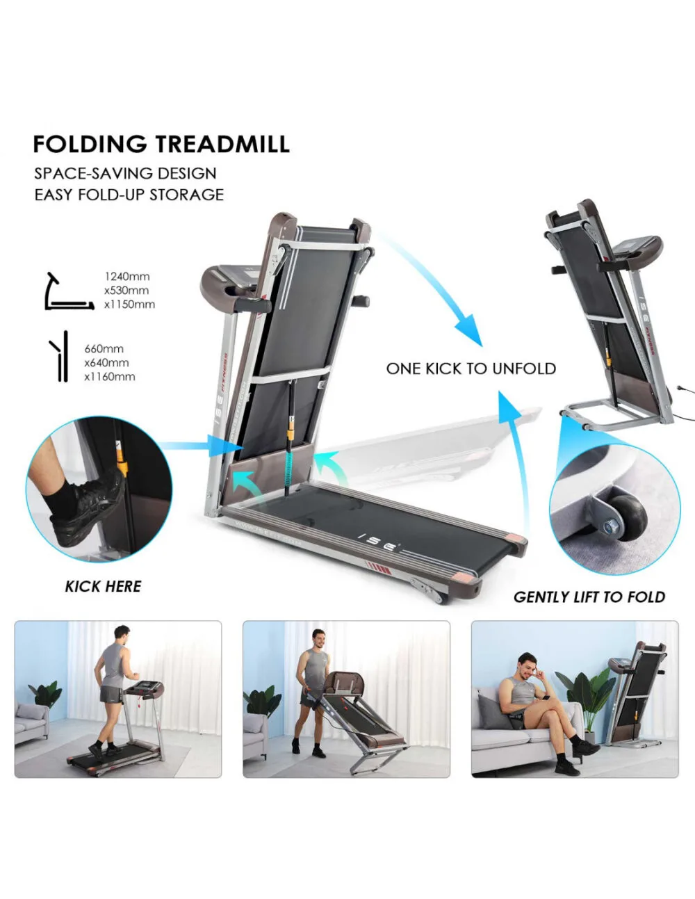 Automatic Foldable Treadmill with Incline and Heart Monitor - Image 9