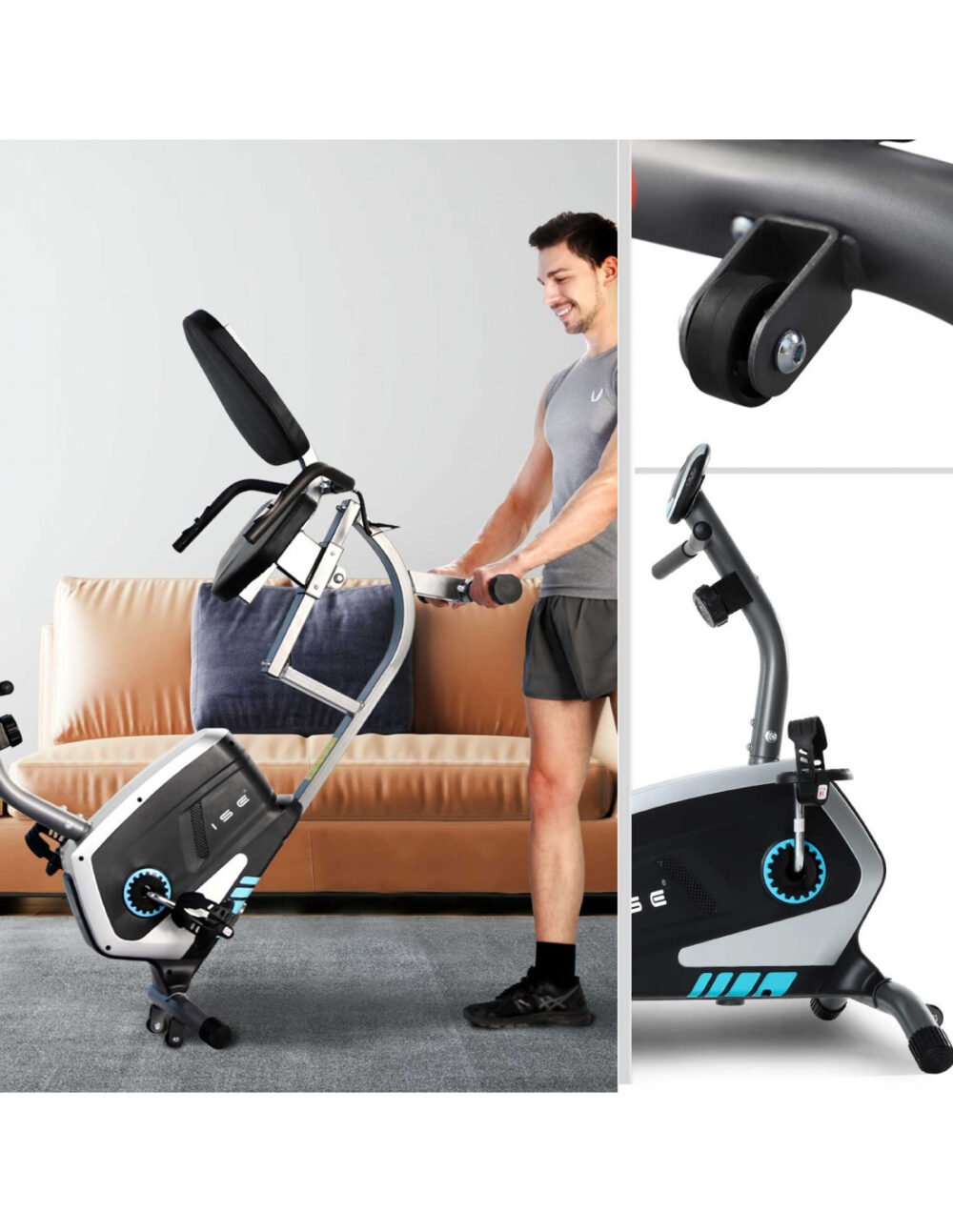 Recumbent Magnetic Exercise Bike – 8kg Flywheel - Image 19