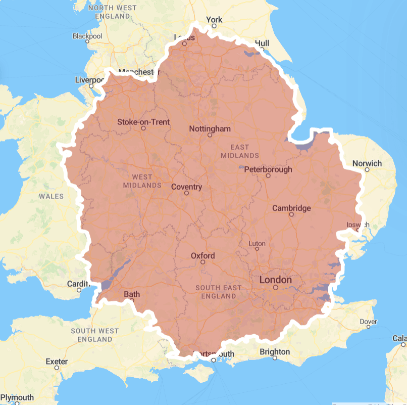 Sauna assembly service coverage map